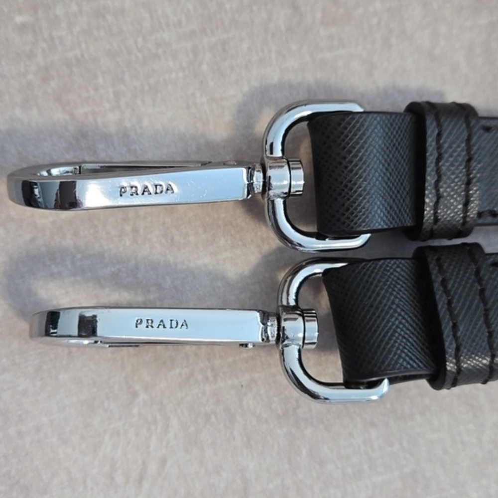 Prada Dark Brown Saffiano Leather Adjustable Bag Strap with Silver Hardware - Picture 7 of 10
